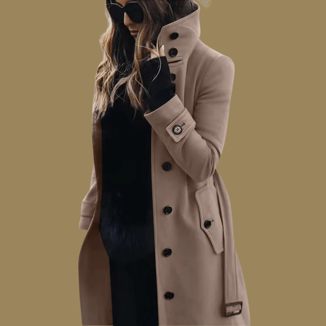Women's Winter Long Trench Coat | High-Neck