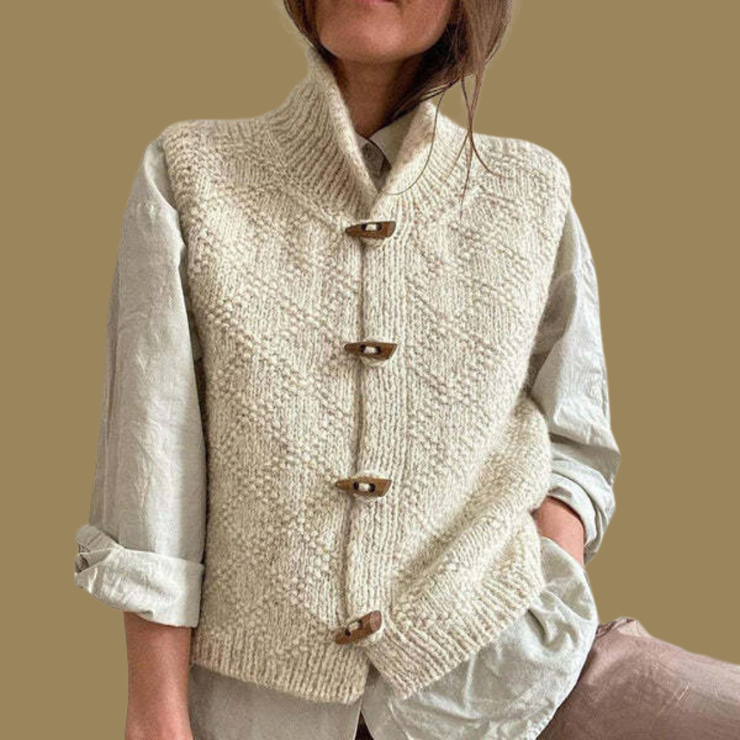Women's Winter Knitted Vest | Stand-Up Collar